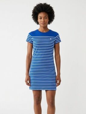 Polo Ralph Lauren Blue & White Striped T-Shirt Mini Dress - Size M
